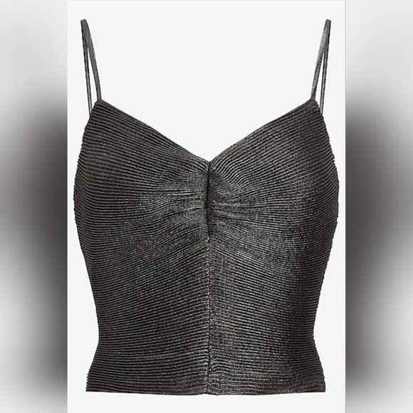 ✨️Final Price✨️NWT Express Metallic Pleated Bow Back Cropped Cami - Picture 5 of 9